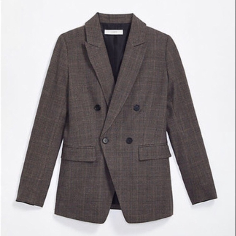 NWT Loft Plaid Long Double Breasted Blazer